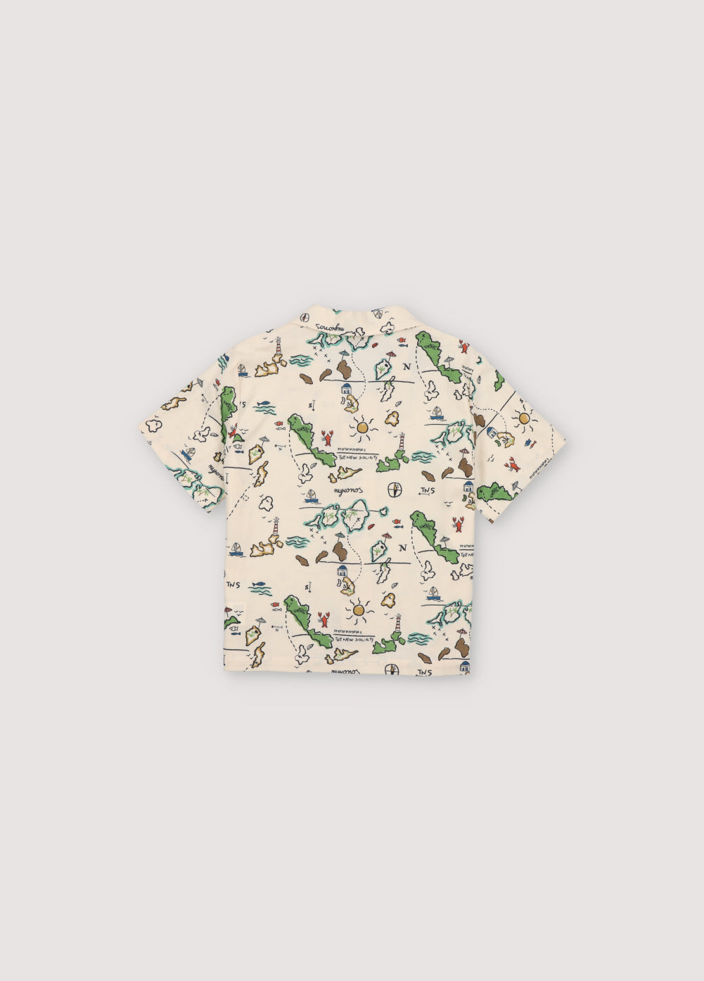Arkoi Shirt in 100% cotton with our map print, polo collar with buttons, and pocket on the right side
