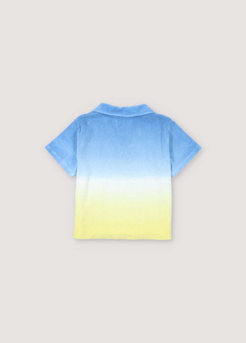 Tie-dye terry fabric polo shirt with brand logo prominently embroidered on the chest. Perfect for pairing with the matching shorts to create a summery look.