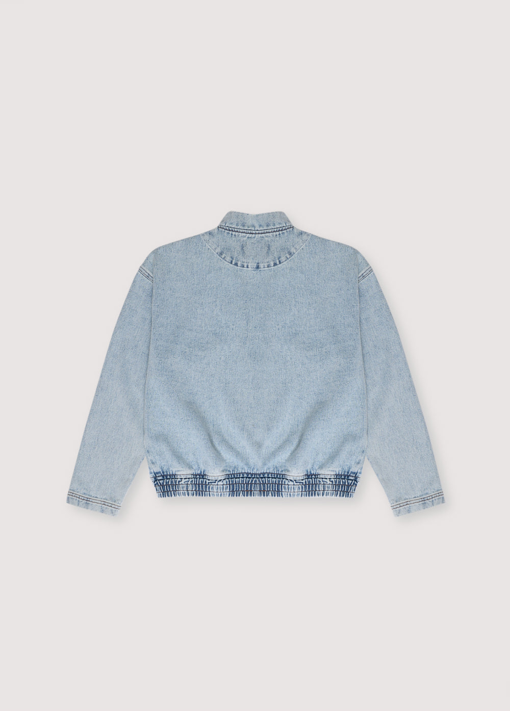 Chios Teen Bomber, our bestseller. Jacket in denim fabric 100% cotton, with front pockets and a central zipper. Spring Summer Collection. The New Society.