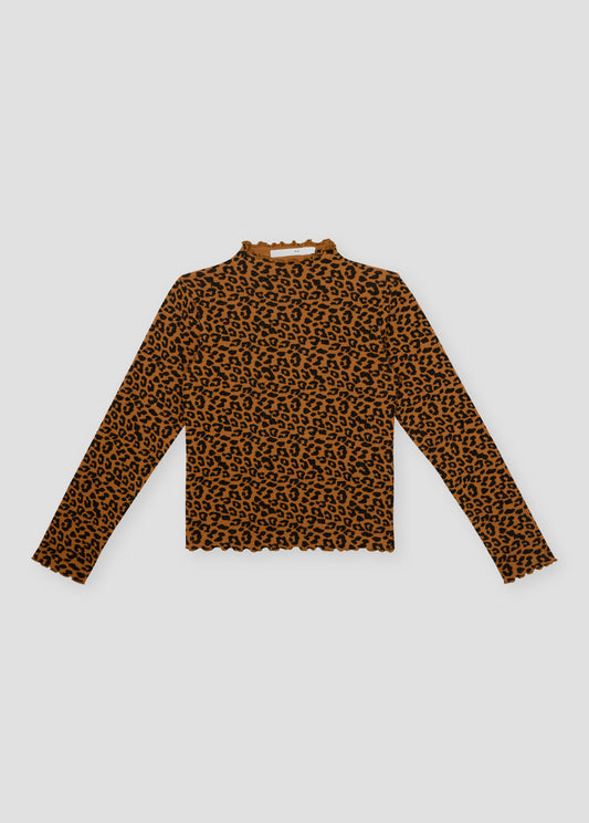 Betsy Tee Caramel Leo Print