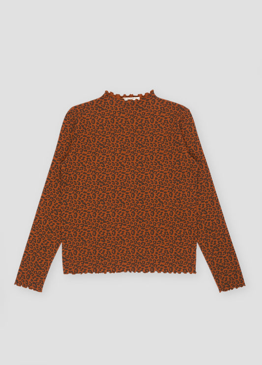 BETSY WOMAN TEE CARAMEL LEO PRINT_SAMPLING