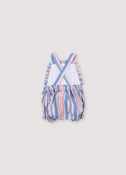 Chara Baby Romper in 100% cotton fabric, with elastic waistband and shoulder straps. Spring Summer Collection.